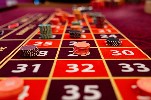 Roulette wheel layout showing number pockets and betting zones